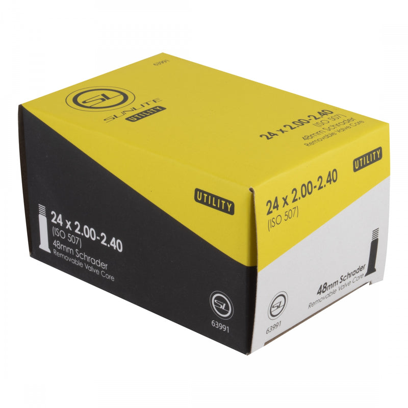 Load image into Gallery viewer, Pack of 2 Sunlite Utili-T Standard Schrader Valve Tubes 24x2.00-2.40 SV 48mm 0d