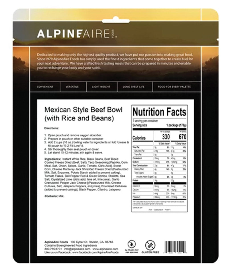 Load image into Gallery viewer, Alpine Aire Mexican Style Beef Bowl: A Flavorful Taste of Mexico in Every Bite!