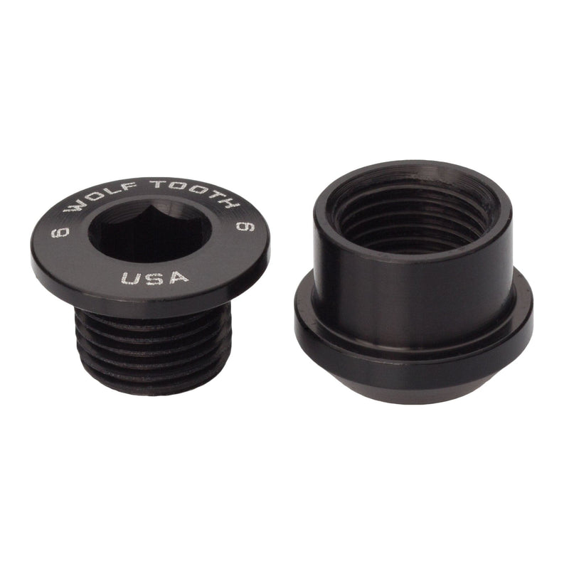 Load image into Gallery viewer, Wolf Tooth 7075-T6 Aluminum Black Chainring Bolt Set - 1x Compatible, Dual Hex Fittings, Lightweight, 6mm Length, Easy Installation for Single Chainrings