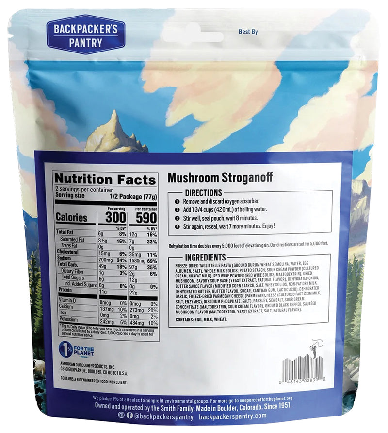 Load image into Gallery viewer, BACKPACKERS-PANTRY-Mushroom-Stroganoff-Nutrition-OF1080