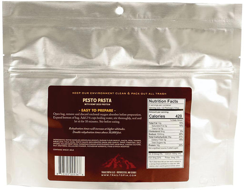 Load image into Gallery viewer, Trailtopia Pesto Pasta with Hemp Seed Protein - Delicious and Nutritious Trail Meal