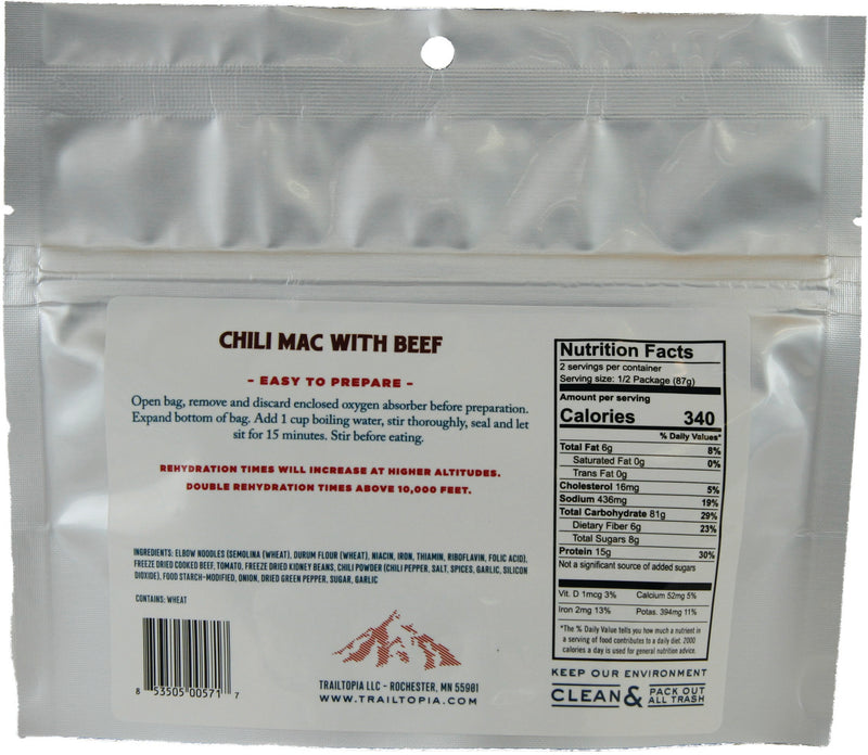 Load image into Gallery viewer, Trailtopia Chili Mac with Beef: Single Serving Backpacking Meal