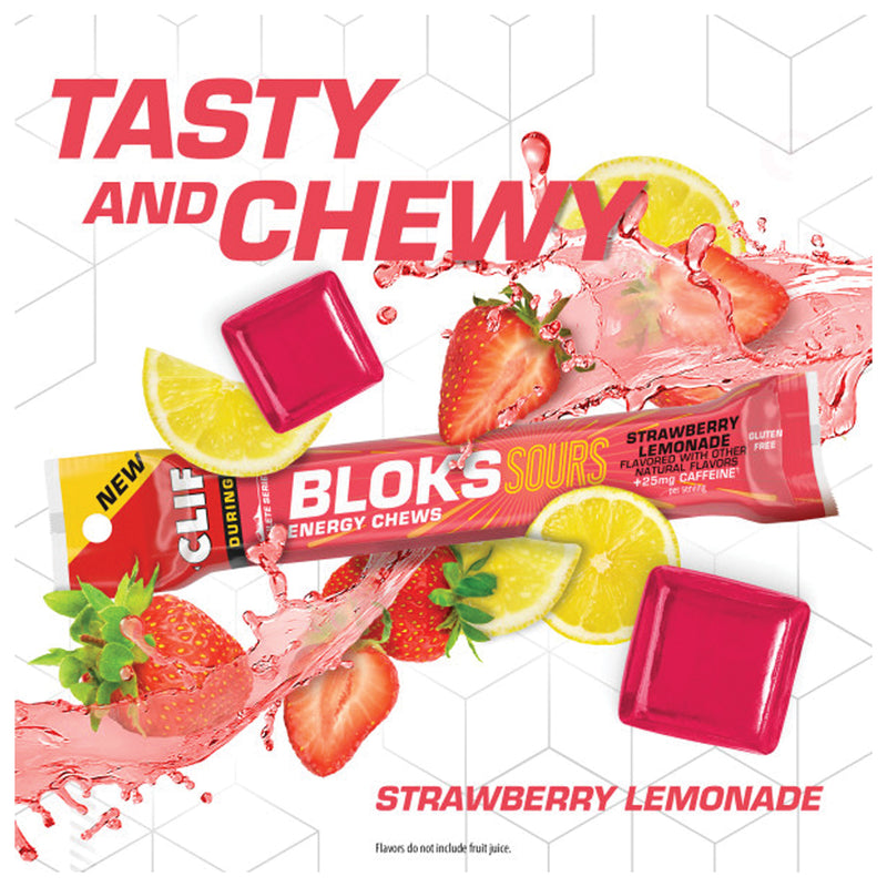 Load image into Gallery viewer, Clif Shot Bloks - Sour Strawberry Lemonade, with 25mg Caffeine, Box of 18 Pack of 18
