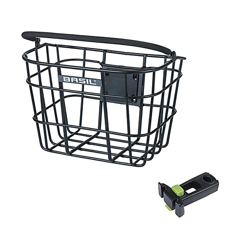Load image into Gallery viewer, Basil Bremen Basket Front Aluminium, Black