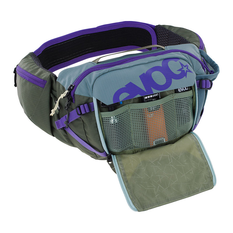 Load image into Gallery viewer, EVOC Hip Pack Pro 3 +1.5L Bladder, Steel/ Violet/ Dark Olive