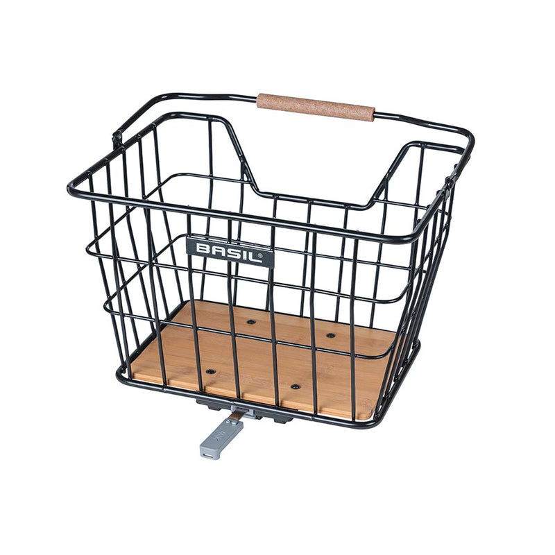 Load image into Gallery viewer, Basil Nordland Basket Black/Bamboo Steel/Bamboo 15.8x12.6x11.8`
