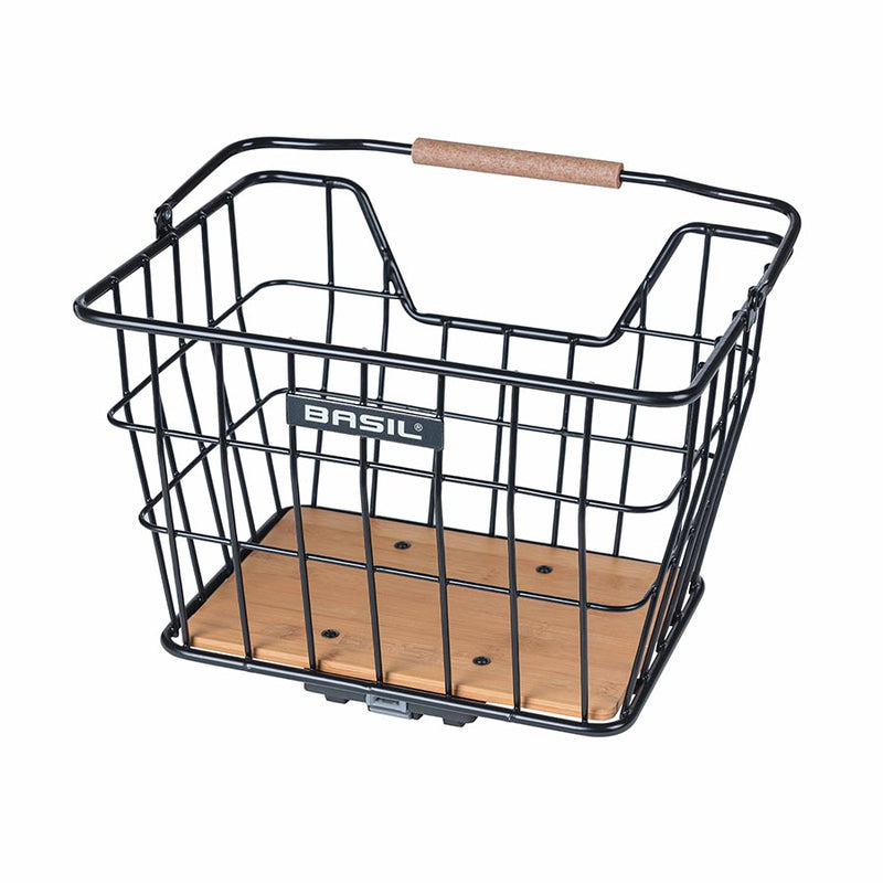 Load image into Gallery viewer, Basil Nordland Basket Black/Bamboo Steel/Bamboo 15.8x12.6x11.8`