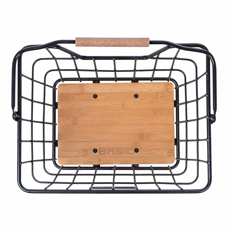 Load image into Gallery viewer, Basil Nordland Basket Black/Bamboo Steel/Bamboo 15.8x12.6x11.8`