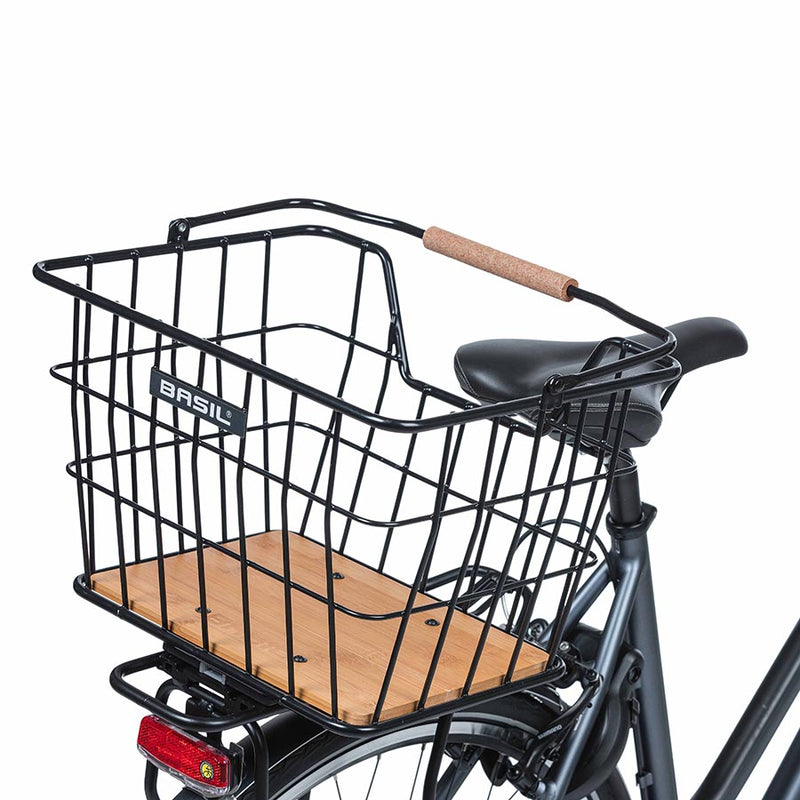 Load image into Gallery viewer, Basil Nordland Basket Black/Bamboo Steel/Bamboo 15.8x12.6x11.8`