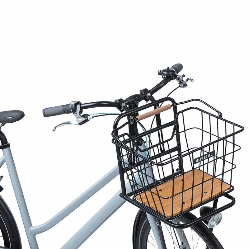 Load image into Gallery viewer, Basil Nordland Basket Black/Bamboo Steel/Bamboo 15.8x12.6x11.8`