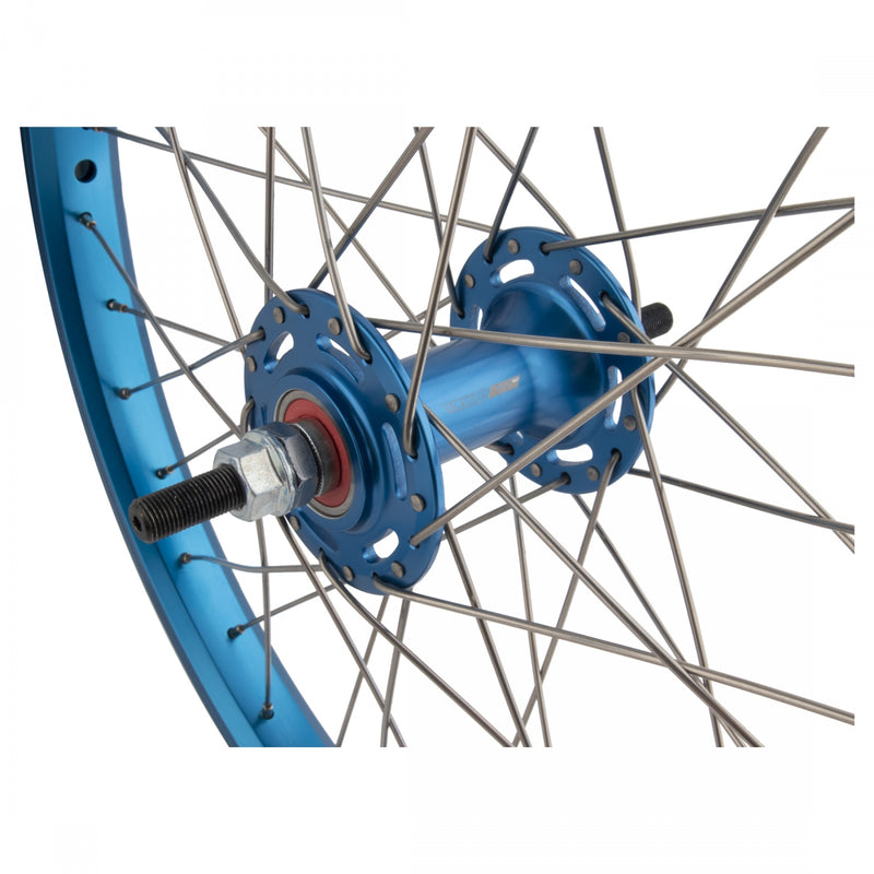 Load image into Gallery viewer, Black Ops DW1.1 Wheelset 20in B/O 3/8inx100-110mm BkOps MX1100 Rim Brake Blue