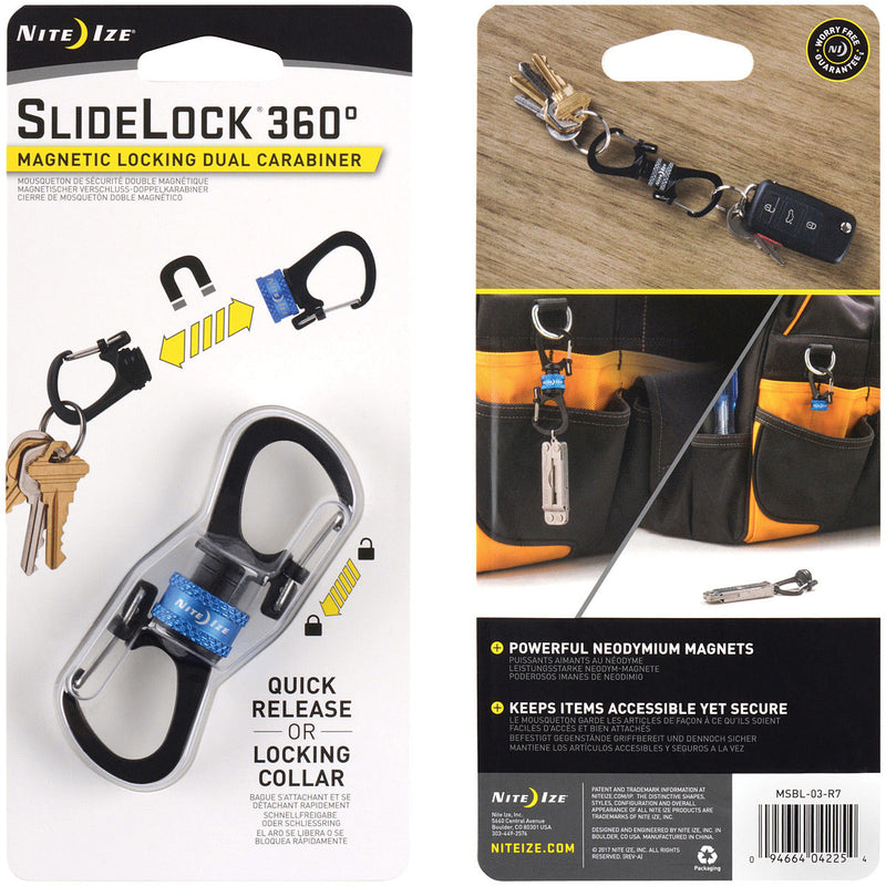 Load image into Gallery viewer, Nite Ize 360° Magnetic Lock Dual Carabiner - Blue Accessory Carabiners for Secure and Convenient Attachment