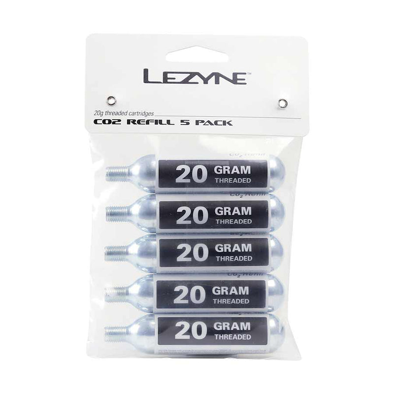 Load image into Gallery viewer, Lezyne 20g Threaded CO2 Cartridges, 5/Count