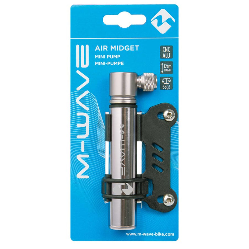 Load image into Gallery viewer, M-Wave MiniatAir Pump 120mm, 90psi, Dual Valve Head, Silver
