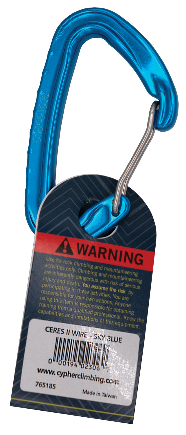 Load image into Gallery viewer, Premium Quality Cypher Ceres II Wire Gate Carabiners - Sky Blue