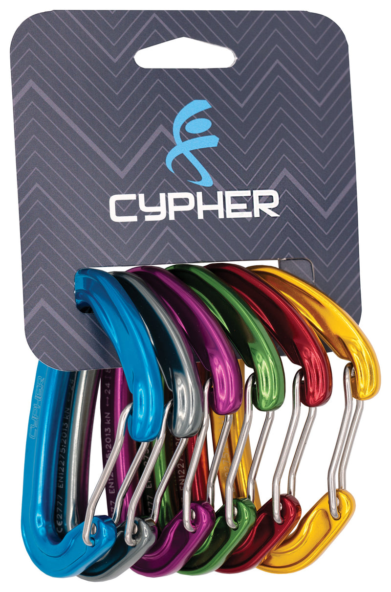 Load image into Gallery viewer, Premium Cypher Ceres II Wire Gate Carabiners - 6 Pack in Six Vibrant Colors