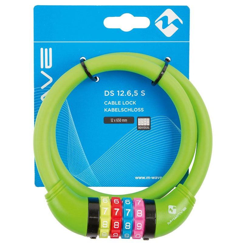 Load image into Gallery viewer, M-Wave DS 12.6 Cable lock Combination, 12mm, 12x650mm, Green