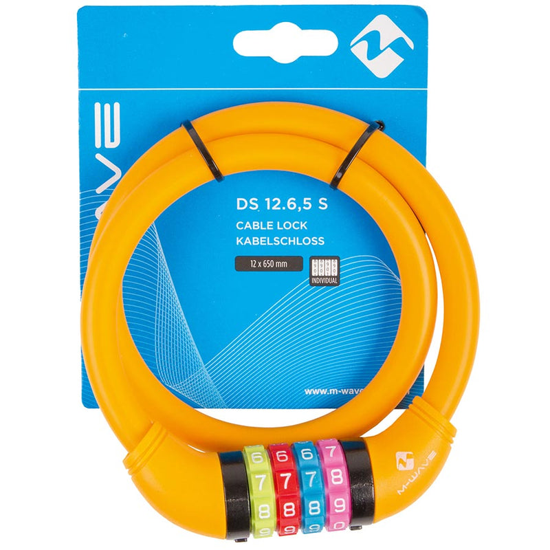 Load image into Gallery viewer, M-Wave DS 12.6 Cable lock Combination, 12mm, 12x650mm, Orange