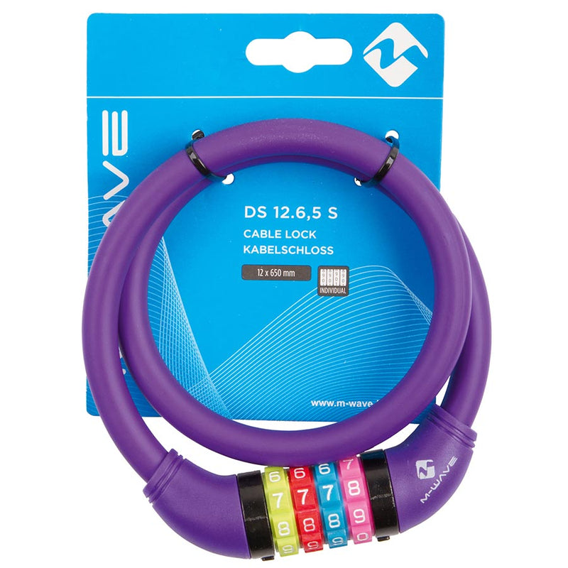 Load image into Gallery viewer, M-Wave DS 12.6 Cable lock Combination, 12mm, 12x650mm, Purple