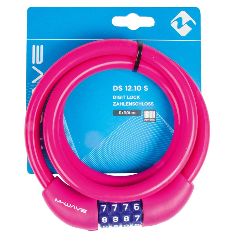 Load image into Gallery viewer, M-Wave DS 12.10 Cable lock Combination, 12mm, 12x1000mm, Pink