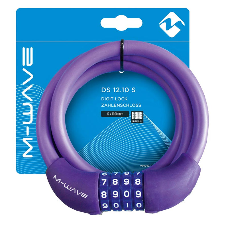 Load image into Gallery viewer, M-Wave DS 12.10 Cable lock Combination, 12mm, 12x1000mm, Purple