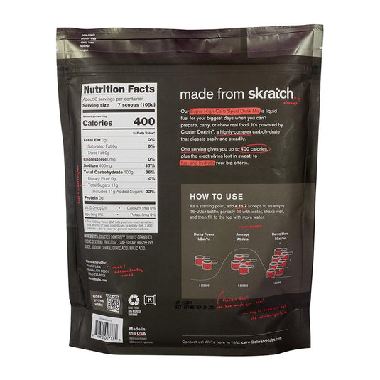 Skratch Labs Super High-Carb Drink Mix, Raspberry, Pouch, 8 servings