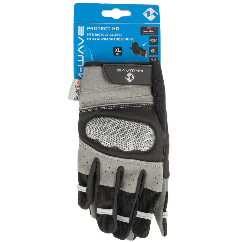 Load image into Gallery viewer, M-Wave Protect HD Full Finger Gloves, Black/Anthracite, Pair, XL