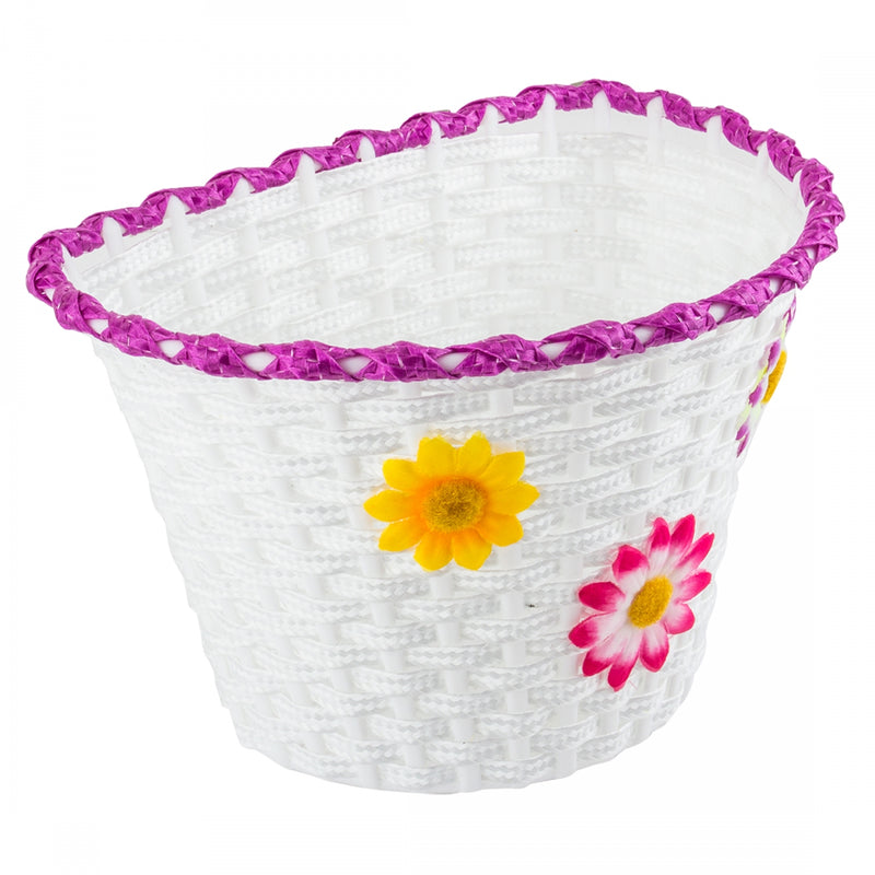Load image into Gallery viewer, Sunlite-Classic-Flower-Basket-Basket-White-Synthetic-BSKT0285-Bicycle-Baskets