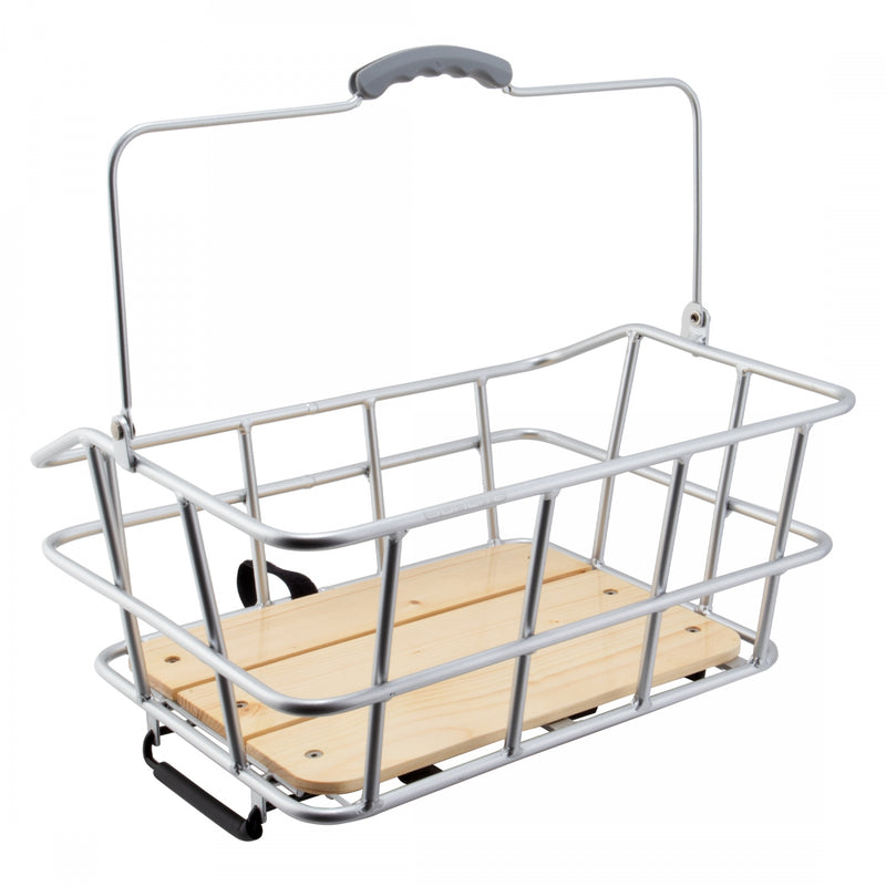 Load image into Gallery viewer, Sunlite-Woody-Rack-Top-Rear-Basket-Basket-Silver-Alloy-BSKT0294-Bicycle-Baskets