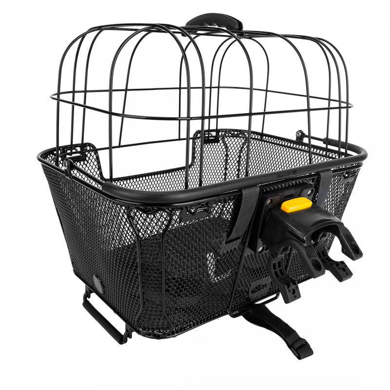 Load image into Gallery viewer, Sunlite RackTop/Handlebar Pet Friendly QR Basket Black Steel 15.7x16.9x12`