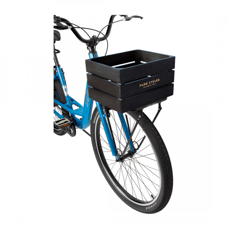 Load image into Gallery viewer, Pure Cycles Wooden City Crate Matte Black Wood 12.5`x9.75`x7.25`