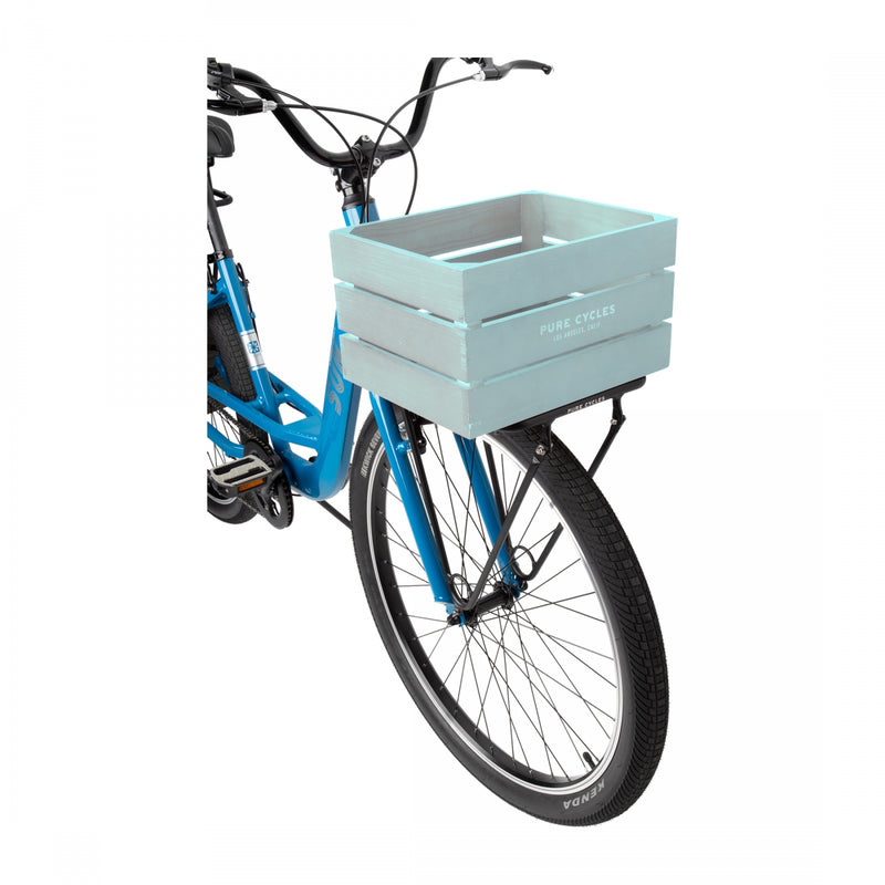 Load image into Gallery viewer, Pure Cycles Wooden City Crate Seafoam Green Wood 12.5`x9.75`x7.25`