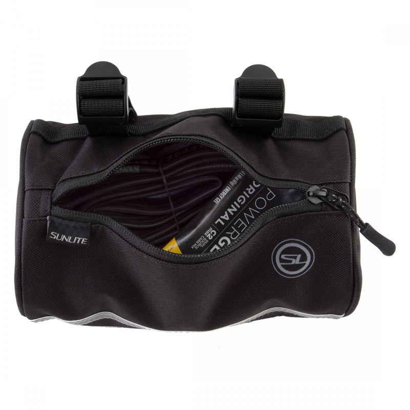 Load image into Gallery viewer, Sunlite Handlebar Roll Bag Black 8.6x4.7x4.7in Velcro Straps