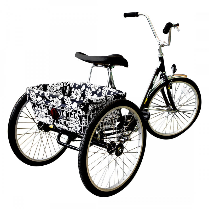 Load image into Gallery viewer, Cruiser Candy Style Up Trike Basket Liner Black/White Hibiscus Trike
