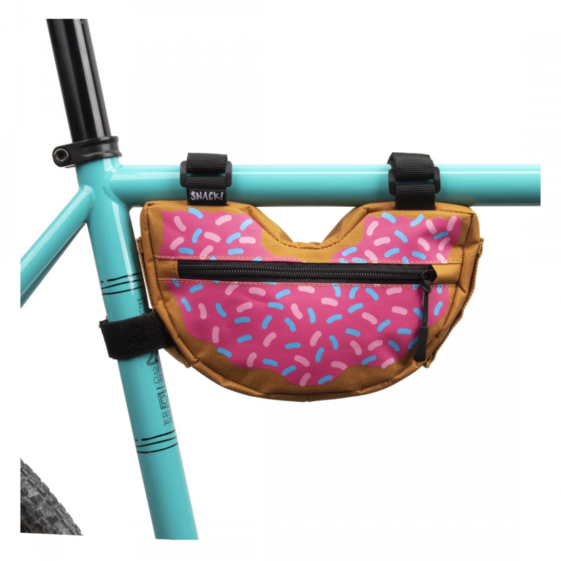 Load image into Gallery viewer, Snack! Donut Frame Bag Donut 8x5x1.5in Velcro Straps