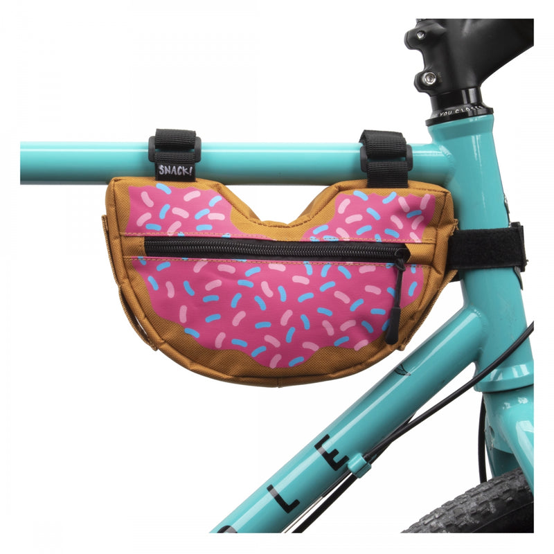 Load image into Gallery viewer, Snack! Donut Frame Bag Donut 8x5x1.5in Velcro Straps