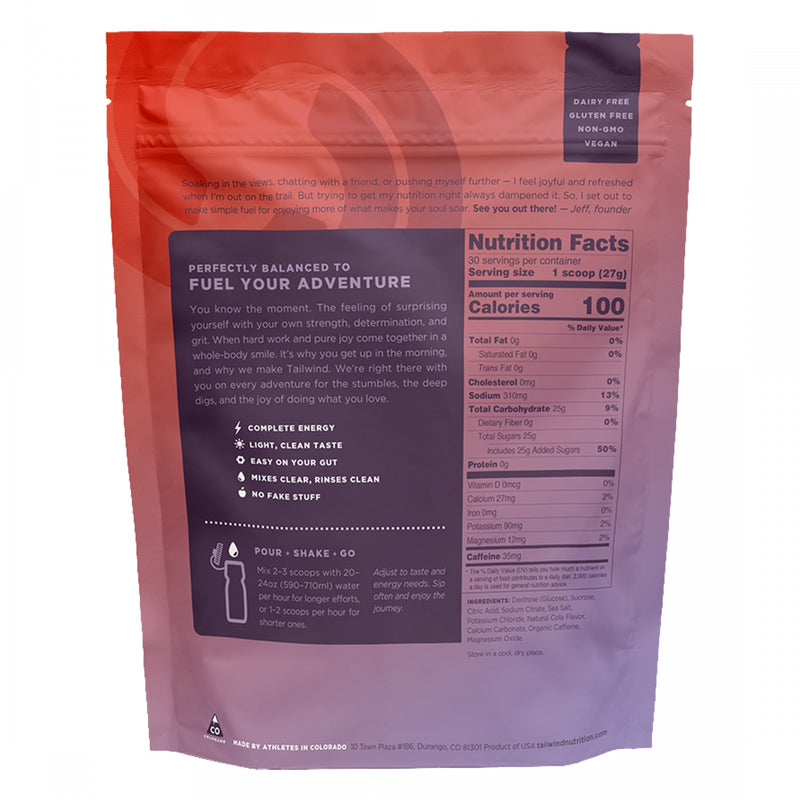 Load image into Gallery viewer, Tailwind Nutrition Endurance Fuel Energy Colorado Cola 29oz bag