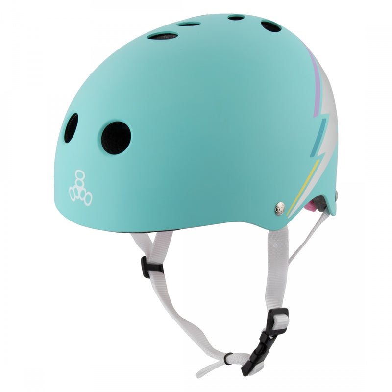 Load image into Gallery viewer, Triple-Eight-The-Certified-Sweatsaver-Small-Medium-21-to-22-1-2inch-(53-to-57-cm)-Half-Face-Adjustable-Fitting-Teal-Hologram-HLMT2742-Bicycle-Helmets