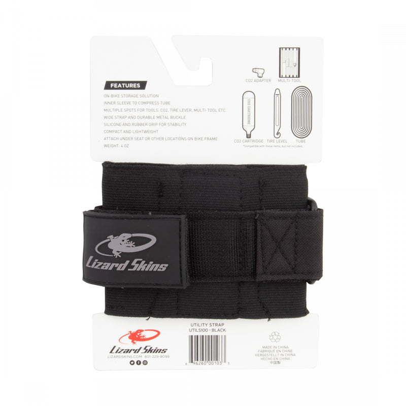 Load image into Gallery viewer, Lizard Skins Utility Strap Black Holds Tools Tubes CO2 4oz Neoprene Metal Buckle