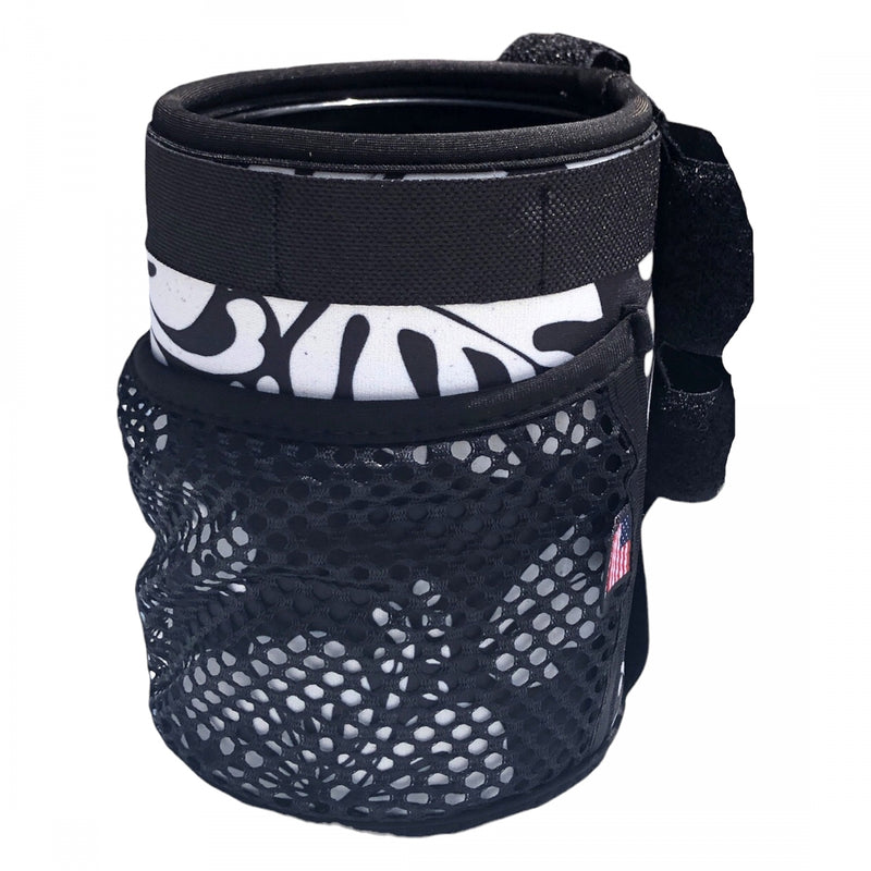 Load image into Gallery viewer, Cruiser Candy Freedom E-Bike Drink & Phone Caddy Insulated Drink Holder Black Hibiscus Velcro Straps