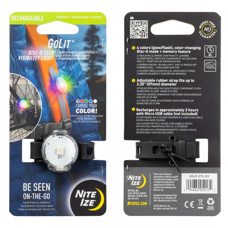 Load image into Gallery viewer, Nite Ize GoLit Visibility LED USB Front Micro USB Black