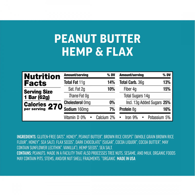 Load image into Gallery viewer, Kates Real Food Energy Bars Energy Peanut Butter Hemp Flax Box of 12 Yes