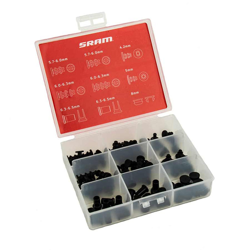 Load image into Gallery viewer, SRAM Frame Plug Tackle Box 4.2mm x 10, 5mm x 10, 5.7-6mm x 20, 6.0-6.3mm x 20, 6.3-6.5mm x 20, 8mm x 10