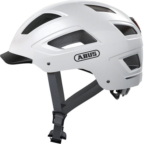Abus-Hyban-2.0-Helmet-Medium-Half-Face--Zoom-Ace-Urban-System--With-Light--Visor--Fidlock-Magnetic-Strap-Buckle--Reflector--Bug-Mesh--Ponytail-Compatible-White_HE5087