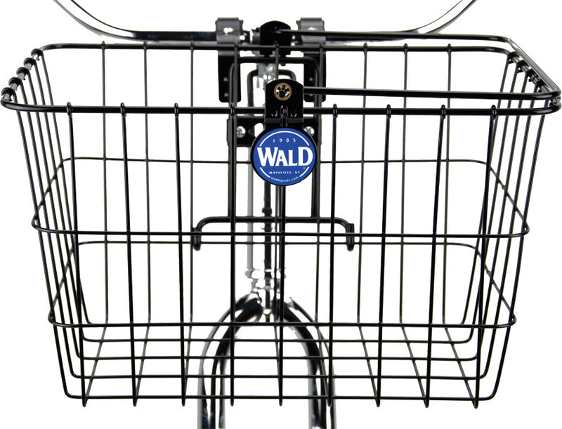 Load image into Gallery viewer, Wald 3133 Front Quick Release Basket Bundle Steel, Bolt-On Mount, Gloss Black, Easy Removal, Fits 7/8" to 31.8mm Handlebars