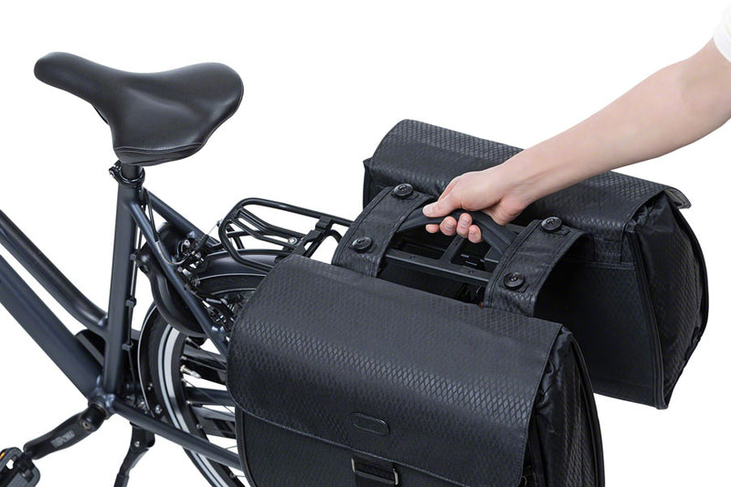 Load image into Gallery viewer, Basil Double Pannier Handle for Uniuversal Bridge and MIK Adaptor Plate, Black