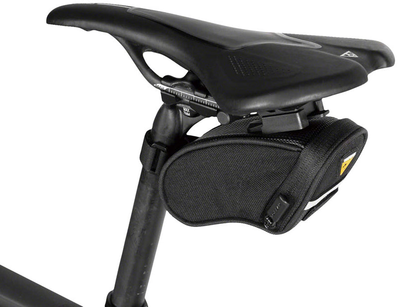 Load image into Gallery viewer, Topeak Micro Aero Wedge Black 6.3x3.1x2.9in (XS) QuickClick