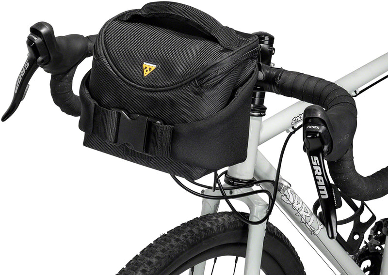 Load image into Gallery viewer, Topeak Compact Handlebar Bag Fanny Pack Includes Fixer 8 Rain Cover Black