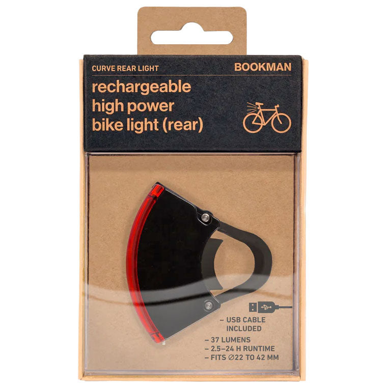Load image into Gallery viewer, Bookman Curve Taillight - Rechargable, Black/Black