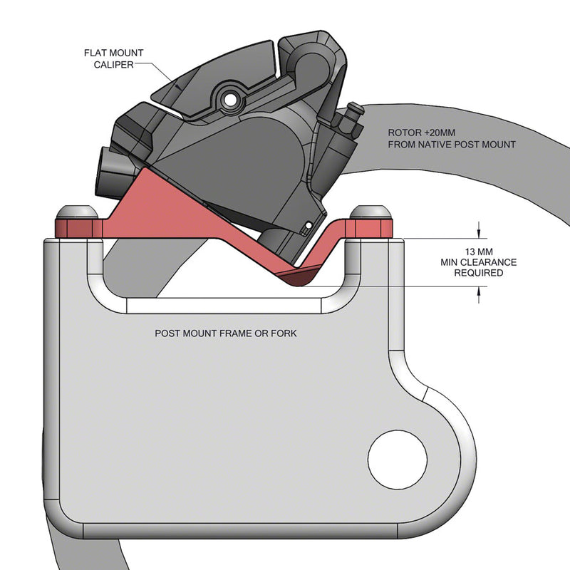 Load image into Gallery viewer, Wolf Tooth Post to Flat Mount Brake Adapter +20mm Post to Flat Mount Brake Adapter